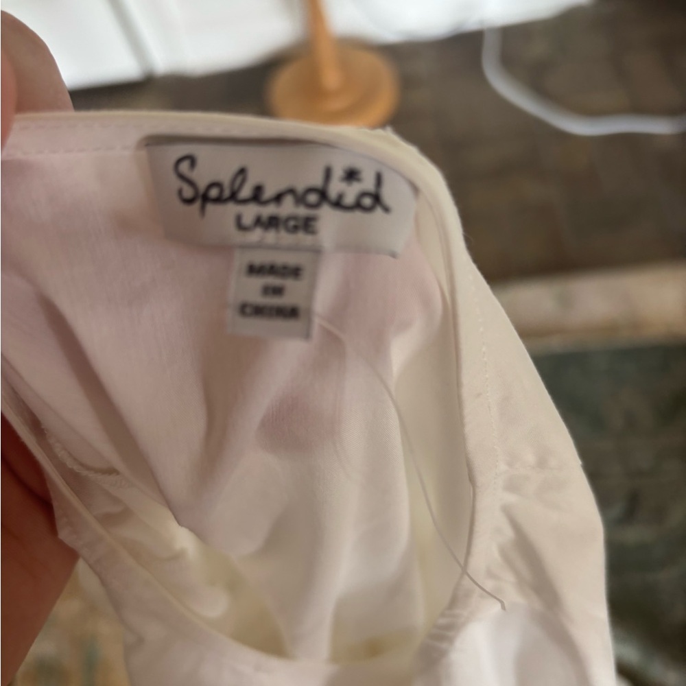 Splendid White Button-Up Ruffle Blouse - Picture 3 of 3